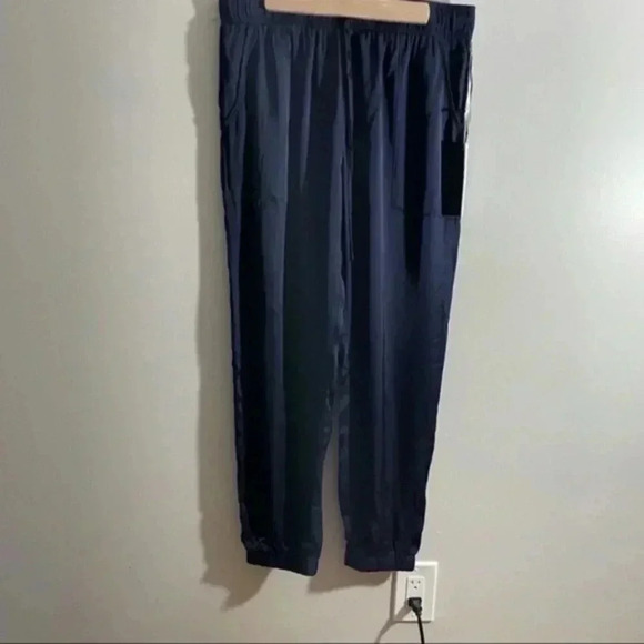 young fabulous & broke satin navy blue joggers Large NWOT - Picture 2 of 7